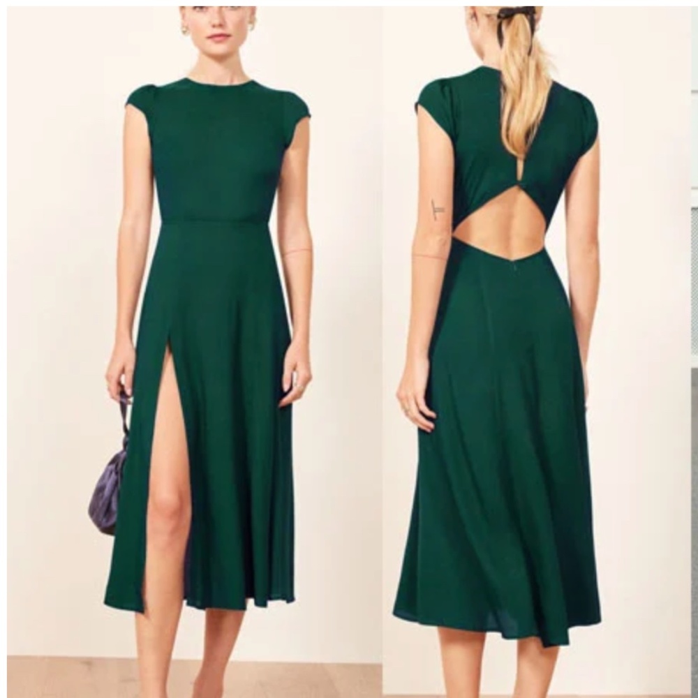Reformation Gavin Dress Emerald Green Sz 2